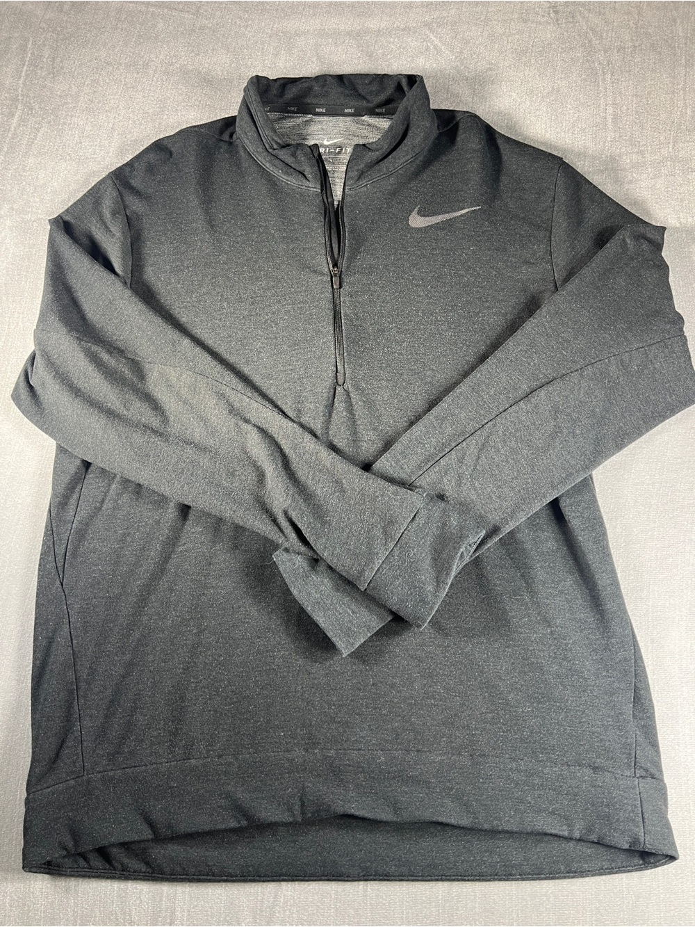 Nike Dri-FIT Charcoal Gray Quarter Zip Pullover Men’s Large